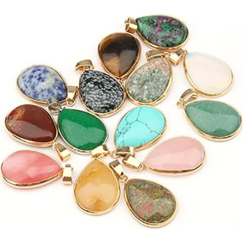 Natural Stone Agates Pendant Water drop shape Pendants for Jewelry Making DIY Necklace Accessories Size 3.5*2.4*0.7cm
