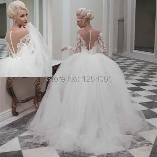 Stunning Bateau Neck High Low Wedding Dresses 2019 Vestidos De Noiva With Detachable Tulle Skirt Long Sleeve Lace Bridal Gowns