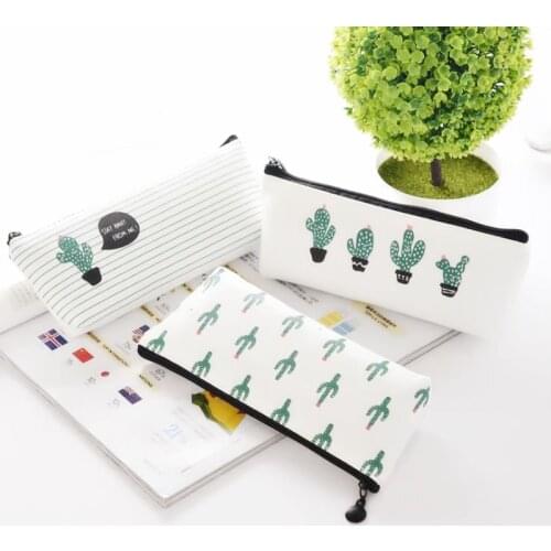 Casual Women Travel Toiletry Cosmetic Bag Pencil Make Up Makeup Case Storage Pouch Purse Organizer Cactus printing Students bags