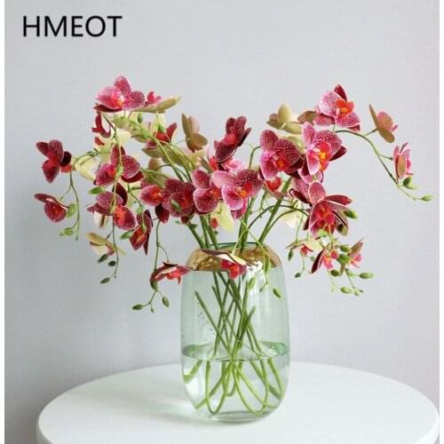 Real Touch Orchid Phalaenopsis Fake Artificial Flower Potted Plants Garden Home Decor DIY Wedding Flower Arrangement Accessories