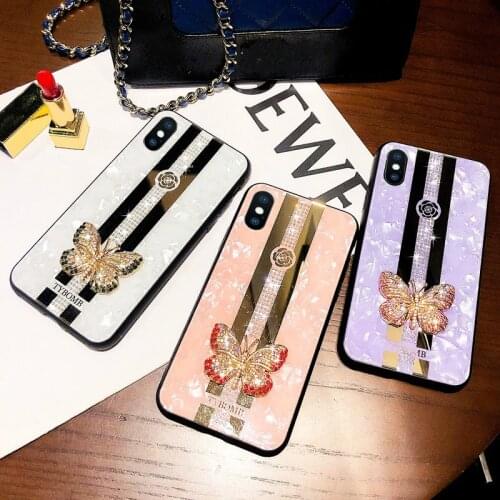Luxury Creative Mirror Fashion 3D Inlaid butterfly Phone Case For iPhone 12 X XR XS MAX 11 Pro Max Cover For iPhone 7 8Plus Case