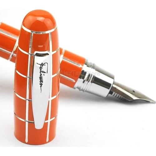 Fuliwen 2062 Wholesale Resin Fountain Pen, Popular Travel Short Pen , Fine Nib 0.5mm Square Lattice Pattern Writing Pens