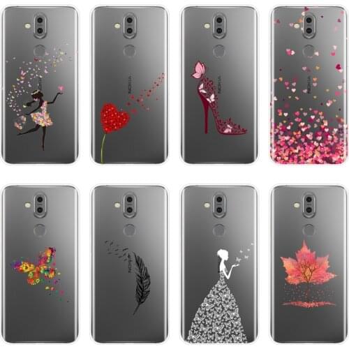 For Nokia 2.1 3.1 5.1 6.1 7.1 Phone Case Silicone Black Heart Girl Love Shoes Soft Back Cover For Nokia 7.1 6.1 5.1 3.1 2.1 Plus