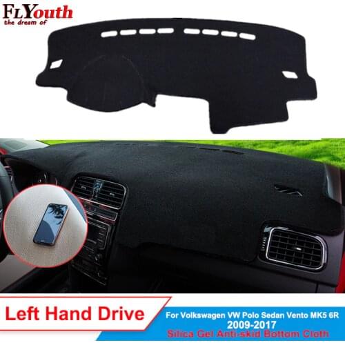 Car Dashboard Cover Silicone Non-Slip For Volkswagen Polo Sedan Vento MK5 6R 2009 - 2017 Dash Mat ANti-UV Carpet Sun Shade Pad