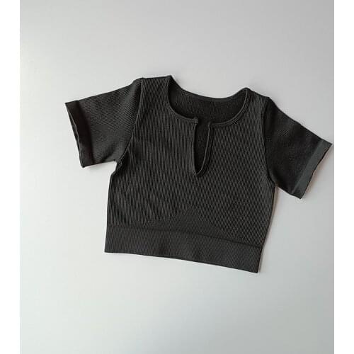 LANTECH Gym Shirts Seamless Crop Tops Yoga Fitness Women Tights Sports Run Running Workout Sportswear Activewear