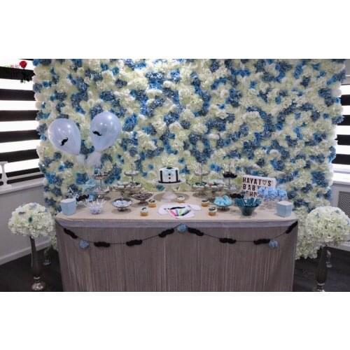 SPR Free Shipping- mix white & blue10pcs/lot Aelegant fancy wedding rose and hydrangea flower wall backdrop stage decoration