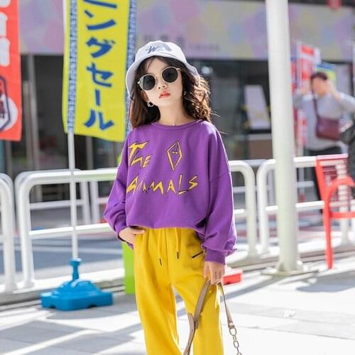Girls' Hoodies Sweatshirts Babys Kids Outwear 2021 Purple Spring Autumn Top Teenagers Pullover Formal Sport Cotton Childrens C