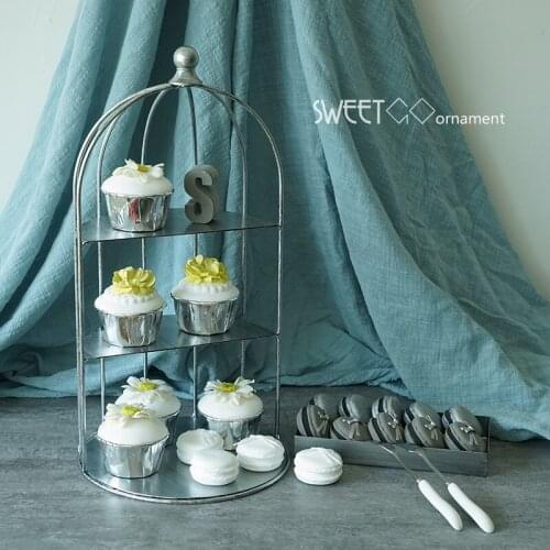 SWEETGO Vintage silver birdcage cupcake stand cake pops decorating tools party sweet dessert table baker store showcase