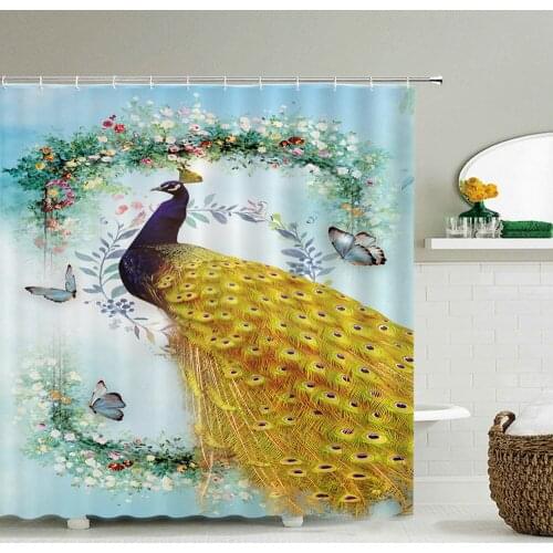 Waterproof Shower Curtains Peacocks Printed Bathroom Shower Curtain Home Decor Bath Curtains Chinese style Birds Screen