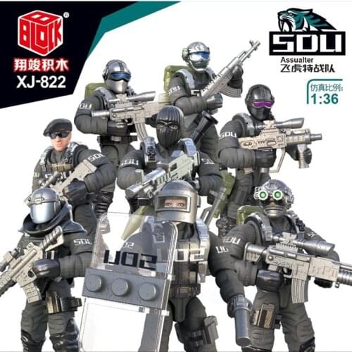 XJ822 Flying Tiger Special swat Team Building Blocks Aberdeen Full Joint Movable Inserting Block action figure for kid gifts