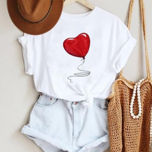 Women Cartoon Love Valentine New Casual Kawaii Fashion Summer Lady Print Tee Graphic T Top Female Tshirts Clothes T-Shirt