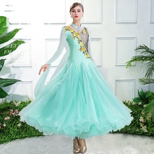 Ballroom Dance Dresses For Women Fashion Waltz Tango Standard Dance Foxtrot Competition Clothing Performance Green Dress DC4395