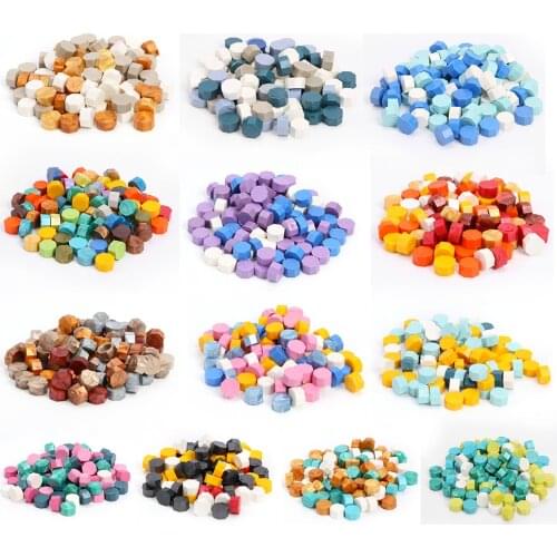 100pcs Vintage Octagonal Mixing Color Sealing Wax Beads for DIY Crafts Envelope Wedding Postcard Wax Seal Stamp Tablet Pill