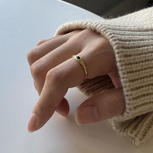 Thin small size 100% Authentic 925 sterling silver Black Devil Eye Knuckle Rings adjust TLJ912