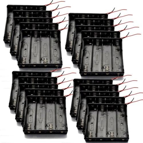 20Pcs Black Plastic Battery Holder Case w Wire for 4 x 18650 4x18650 18650 4 cells 18650 Battery 14.8V