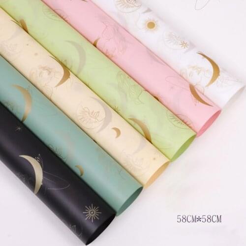 20Pcs Moon Print Rose Flower Wrapping Paper Waterproof Gifts Wrap Florist Bouquet Packaging Supplies