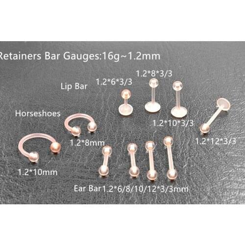 Free shippment LOT100pcs Body Piercing -UV Flexible Retainer Nude Lip Labret Bar Horseshoes Rings Ear Helix Bar Lip Piercing New
