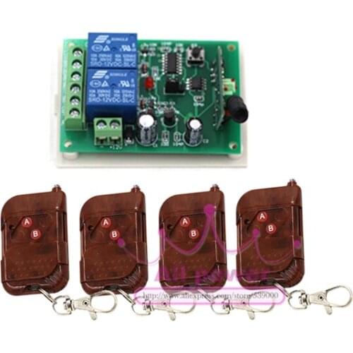 DC12V 2CH Wireless remote plug Remote Control Switch RF ON / OFF 4 Transmitters+1 Receiver,315/433MHZ