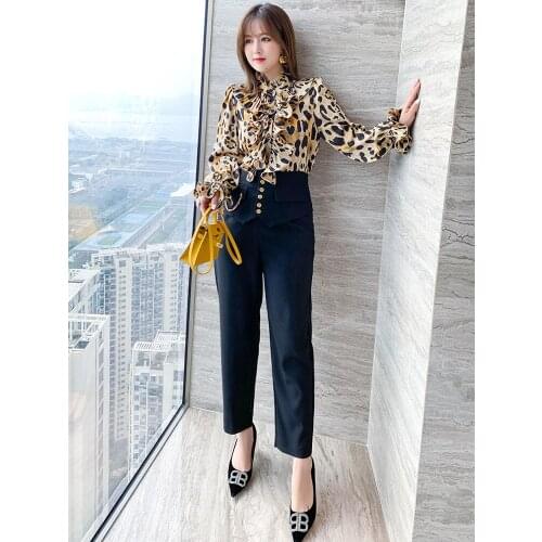 High quality Commuter widened high waist breasted small black pants 2021 Good morning! spring new pattern