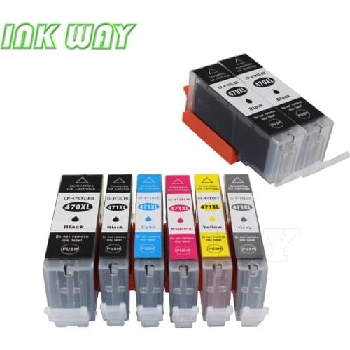 INK WAY 8 PACK 6 colors for canon 470 471 PGI-470 PGBK CLI-471 compatible ink cartridge For canon PIXMA MG7740 TS8040 TS9040