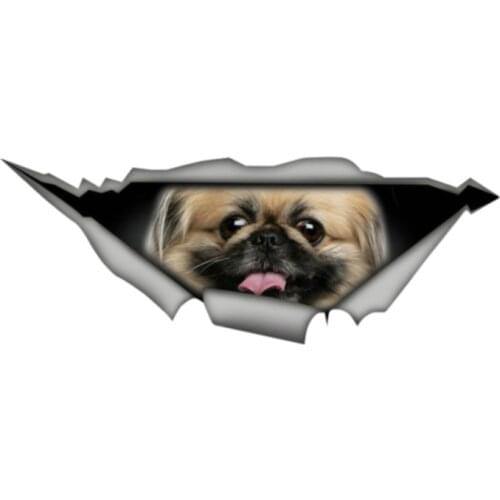 DasDecal Pekingese Pet Torn Metal Car Sticker Waterproof Decal Laptop Suitcase Truck Motorcycle Auto Accessories PVC,13cm*4cm