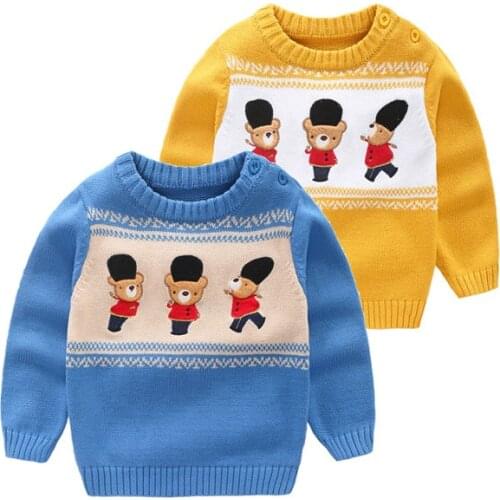 Childrens sweater boys round neck knitting cartoon sweater