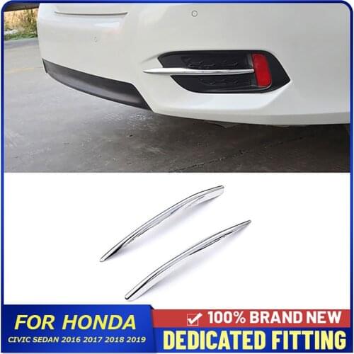 For Honda 10Th Civic 2016 2017 2018 2019 Rear Foglight Strip Cover ABS Chrome Back Fog Lamp Cover Trims Sticker