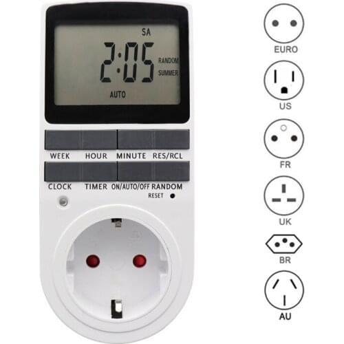 24 Hour Week Cyclic Electronic Digital Timer Switch EU UK AU US BR FR Plug Kitchen Timer Programmable Timing Socket