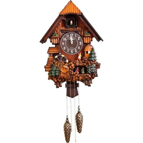 European Creative Cuckoo Wall Clock Children Modern American Country Vintage Wood Wall Decorations Living Room Farmhouse W6B