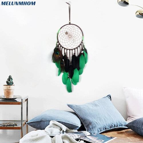 Indian Handmade Dream Catcher Hanging Decorations Feather for Wall Home Wind Chimes Dreamcather Ornament Drop Craft Gifts