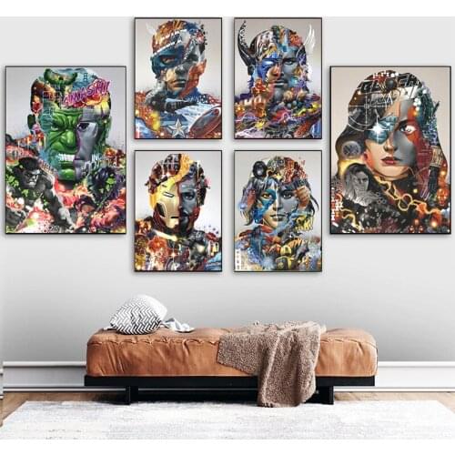 Disney Canvas Painting Marvel Comics Stitchin Avengers Captain America Prints Posters Wall Art Pictures for Living Room Decor
