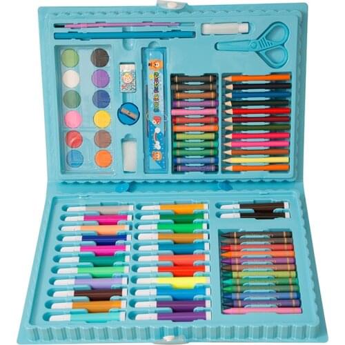 Kawaii 80-150pcs Portable Stationery SET Markers Watercolor Pen Oil Pastel Crayons Colors Pencils Art Supplies For Kids Drawing