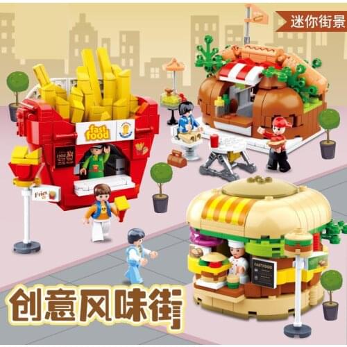 City Food Street McDonalding DIY Architecture Building Blocks Sluban 0705 SEMBO toy Friends Bricks Toys Christmas birthday Gifts