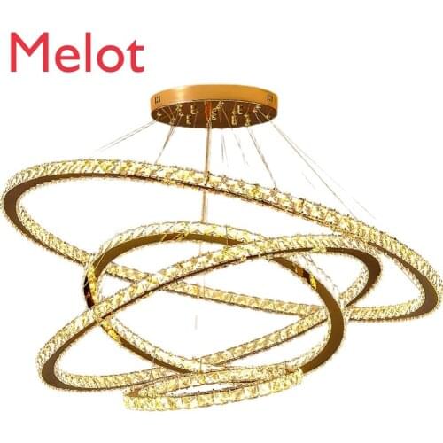 Dining-Room Lamp Chandelier Villa Stairs Crystal Lamps Modern Minimalist round Artistic Lamp Retest Building Middle Building