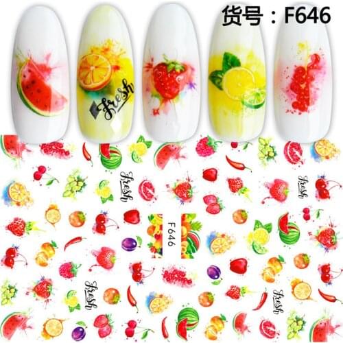 2020 Summer 3D Fruits Stickers for Nails Watermelon /Strawberry/ Lemon Design Adhesive Sliders Manicure Accessory