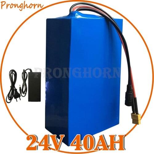 High Capacity 500W 1000W 24Volt Li ion Battery Pack 24V 30Ah 32Ah 35Ah 40Ah Electric Bike Battery with 50A BMS+ 29.4V 5A charger
