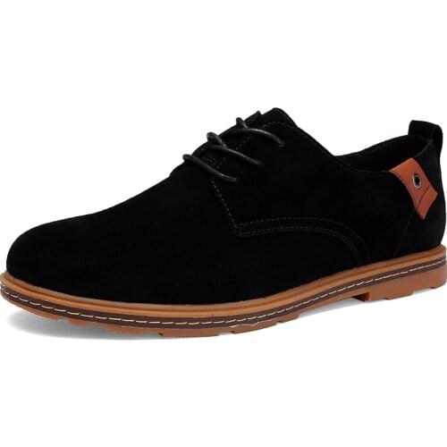 Mens Casual Suede Leather Shoes Large Size All-round Recreational Business Shoes Rubber Sole Fashion Street Footwear for Male