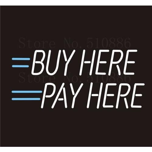 Custom NEON Sign Board Buy Here Pay Here GLlass Tube Beer Bar Club Pub Display Store Shop Light Signboard Signage Signs 17*14"