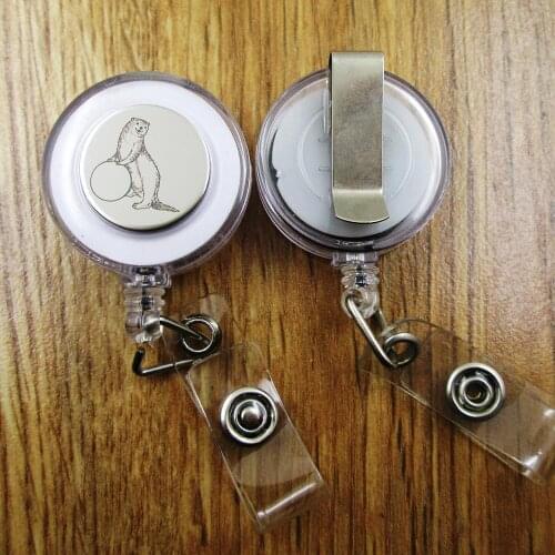 O tter ID Badge Reel gift for him/her friend family retractable recoil id badge holder work fun