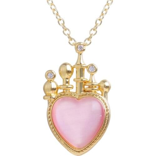 Bettyue Dazzling Heart Shape Necklace WIth Pink Color For Cute Girls Gorgeous Ornament Fashion Party Jewelry Charming Pendant