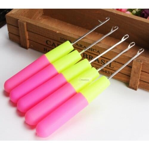 3pcs Plastic Handle Latch Crochet Hook Hair Weave Needle wigs Knitting Extensions styling tools Carpets Making Repair Craft