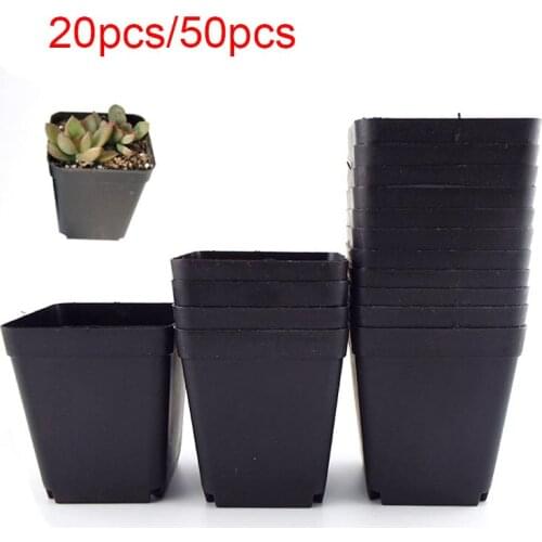 8*7*5 CM Plant Pot Plastic Flower Pots Creative Small Square Pots for Succulent Plants Garden Decor Black Gardening U27