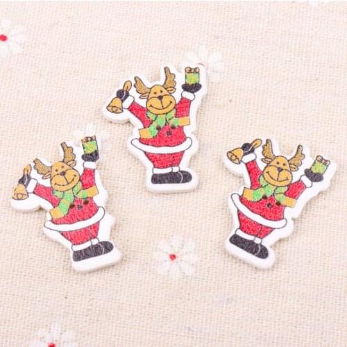 Wooden Mixed Christmas Deer Pattern Buttons Scrapbook Collection Handmade Sewing Home Decoration DIY 32x24mm 20pcs MT0249-FD