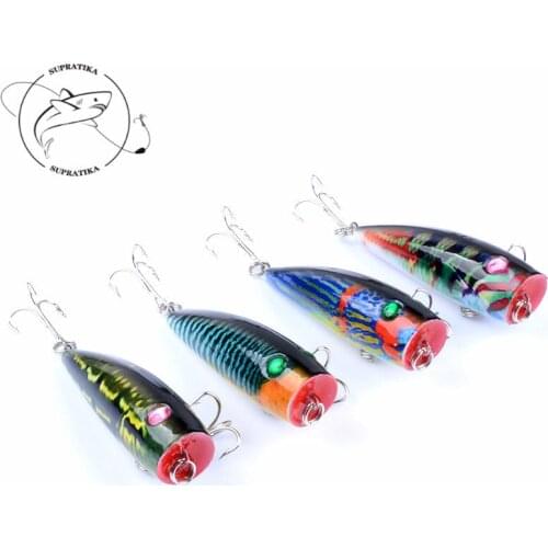 4Pcs/Lot Lifelike Popper Lure Sea Fish Fishing Bait With 2 Treble Hooks 6.8cm/8.7g Floating Crankbait Artificial Isca Swimbait