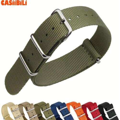 NATO Strap Nylon Perlon Stripe Pure Color 12 14 16 18 20 22 24mm Width Watch Band Military Sport Diver D Shape Pin Buckle