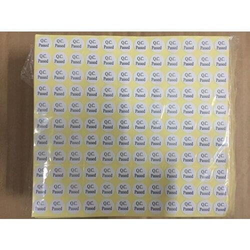 Retail 9900Pcs/Lot 1.3cm White Round Sticker Q. C. Passed Logo Characters Labels 0.51inch Waterproof Adhesive Stickers Paper