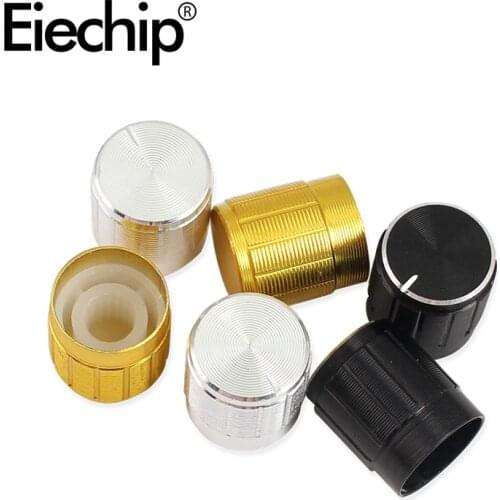 WH148 potentiometer knob 15x17mm Encoder audio button switch cap, Aluminum Metal Knobs Kit Gold Silver Black Knurled Shaft 6mm