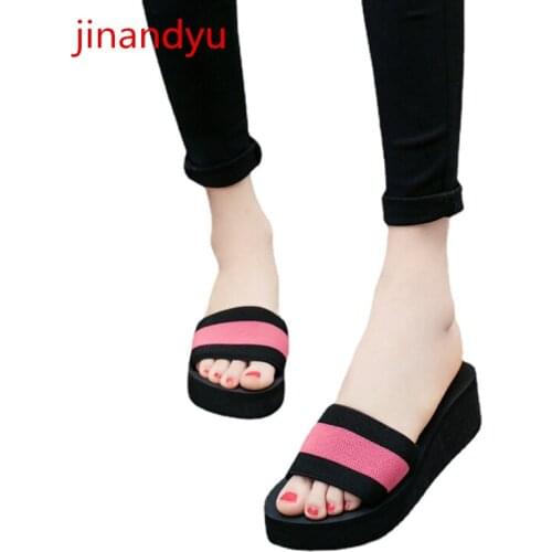 Wedges Beach Shoes Women Thick Platform Slippers Summer Comfy Slippers for Women Chunky Heels Fashion Casuales Mid Heel Sandal