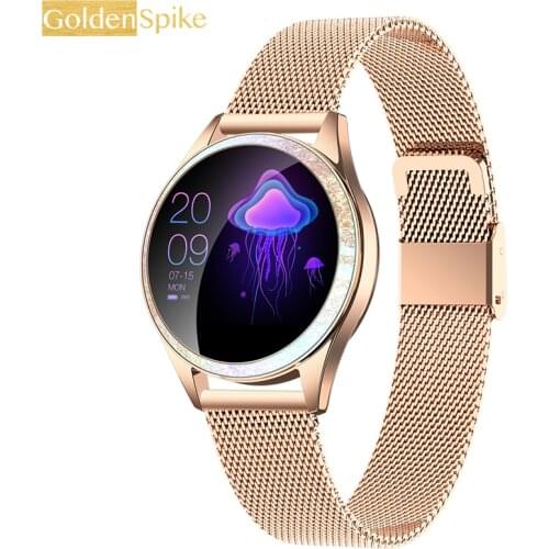 GOLDENSPIKE Stylish women smart watch Round Screen smartwatch for Girl Heart rate monitor compatible For Android and IOS