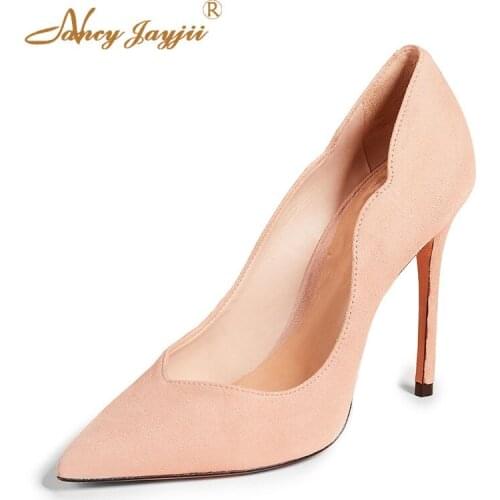 Nancyjayjii Woman Pumps Adult Lady Shoes Flock Pink Solid Super High Thin heels Pointed Toe Slip-On Spring/Autumn Party Classic